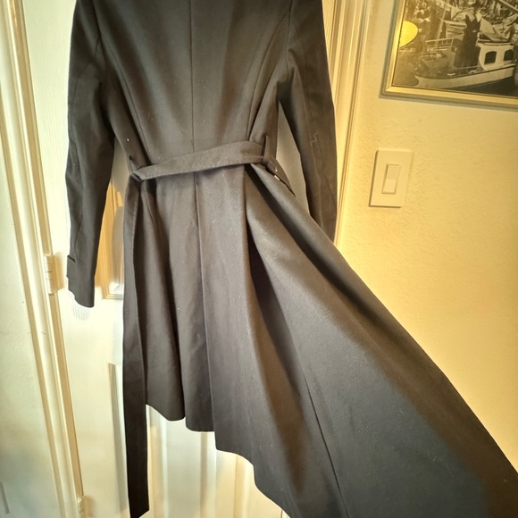 Ted Baker London Black Trench Coat Double Breasted Floral Lined Size 2 - Picture 9 of 12